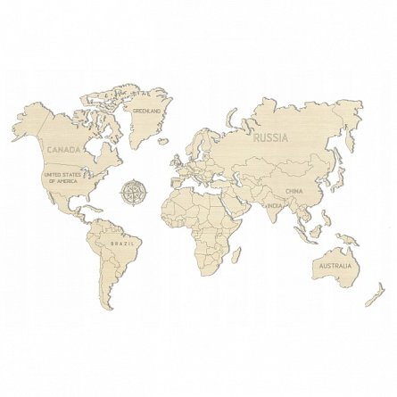 World Map L, 29 piese, Puzzle 3D Wooden City