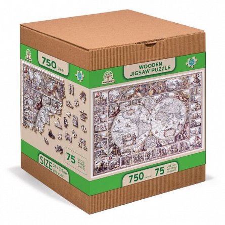 Puzzle 3D din lemn, Harta epocii de explorare XL, 750 piese, 750-0101-XL Wooden.City