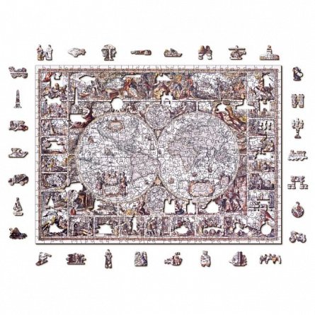 Puzzle 3D din lemn, Harta epocii de explorare XL, 750 piese, 750-0101-XL Wooden.City