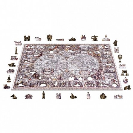 Puzzle 3D din lemn, Harta epocii de explorare XL, 750 piese, 750-0101-XL Wooden.City