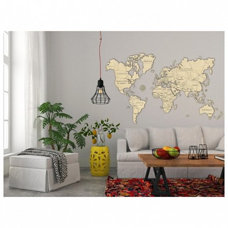 Puzzle 3D din lemn, Harta lumii XXL, 110 piese, WM505 Wooden City