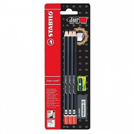 Set Stabilo Exam Grade, 8 piese (6 x creioane grafit 2B, radiera, ascutitoare)