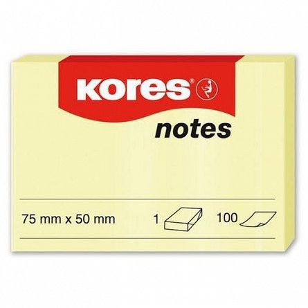 Notite adezive Kores, 50 x 75 mm, 100 file, galben
