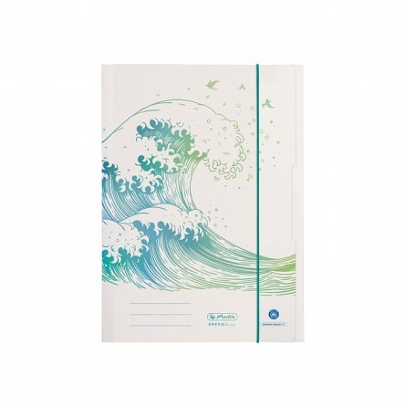 Mapa din carton, A4, cu elastic, carton reciclat, Herlitz GREENline Wave