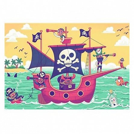 Puzzle Ravensburger - Puzzle and Play - Barca piratilor, set 2 puzzle-uri x 24 piese, plus 4Y