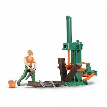 Bruder - Figurina muncitor forestier cu accesorii