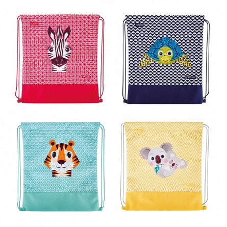Sac sport Herlitz, 36.5 x 40.5 x 0.5 cm, Cute Animals Zebra, Turtle, Koala, Tiger