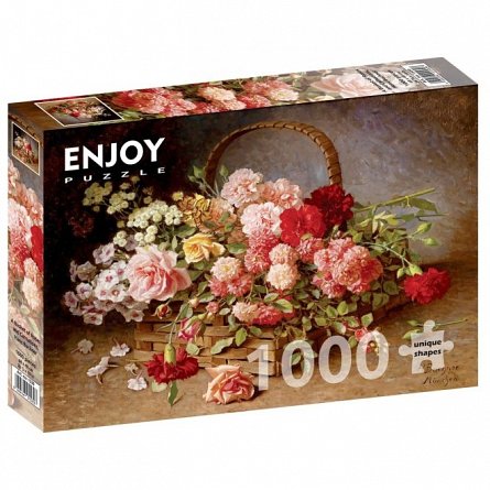 Puzzle Enjoy - A Basket of Roses and Carnations, 1000 piese