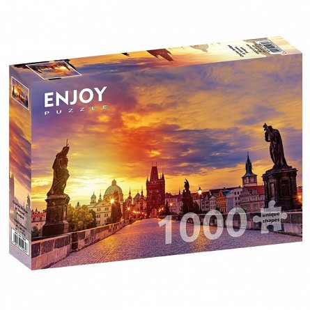 Puzzle Enjoy - Charles Bridge at Sunset, Prague, 1000 piese