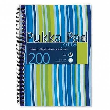 Caiet cu spira A5, 100 file, 80 g-mp, dictando, coperta PP, Pukka Pad Stripes, albastru