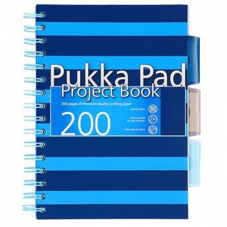 Caiet cu spira A5, 100 file, 80 g-mp, matematica, coperta PP, separatoare, Pukka Pads Navy, albastru