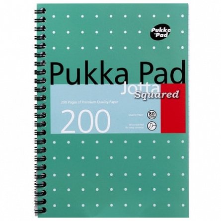 Caiet cu spira B5, 100 file, 80 g-mp, dictando, coperta tare, Pukka Pad Metallic, verde