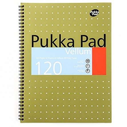 Caiet cu spira A4 plus, 60 file, 80 g-mp, dictando, 4 perforatii, coperta tare, Pukka Pad Metallic Vellum