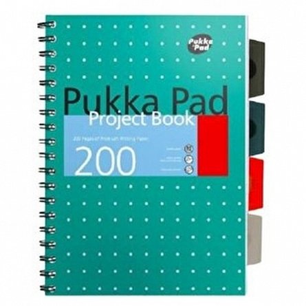 Caiet cu spira B5, 100 file, 80 g-mp, dictando, coperta PP, separatoare, Pukka Pad Metalic, verde