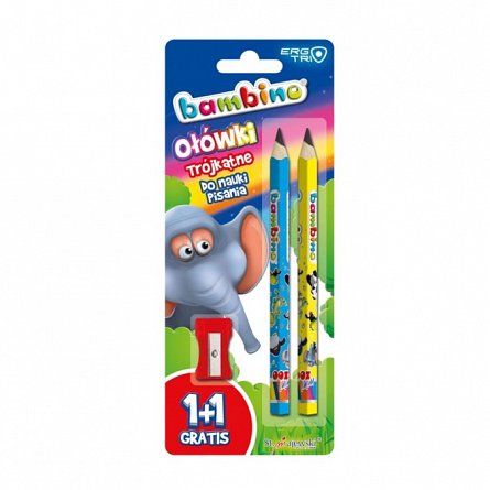 Creion grafit Bambino, set 2 bucati, fara radiera, cu ascutioate