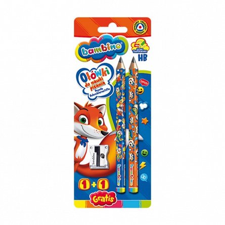 Creion grafit Bambino, set 2 bucati, fara radiera, cu ascutioate