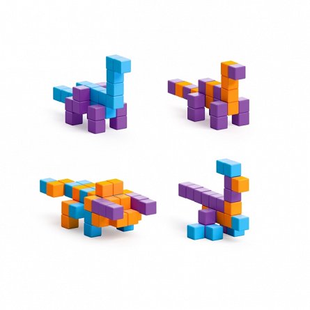 Set joc constructii magnetice PIXIO Mini Dinos, 80 piese