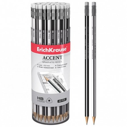 Creion grafit ErichKrause Accent, HB, cu radiera