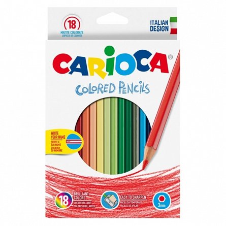 Creioane colorate Carioca, set 18 culori, hexagonale