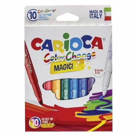 Carioci Carioca Magic Color Change, set 10 bucati, 9 culori plus 1 marker Magink, varf 6 mm