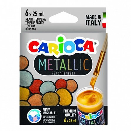 Tempera Carioca Metallic, set 6 bucati, 6 culori x 25 ml