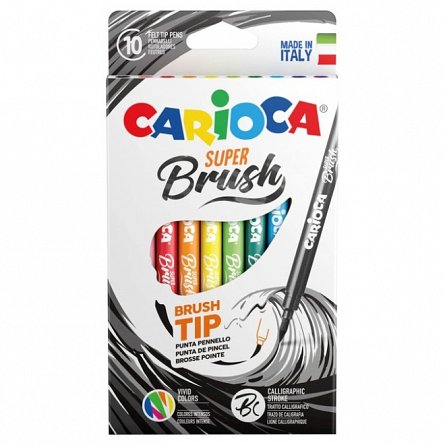 Carioci varf pensula Carioca Super Brush, set 10 culori