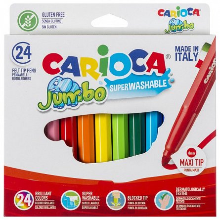 Carioci Carioca Jumbo, set 24 culori, varf 6 mm, corp octogonal