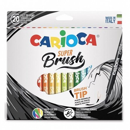 Carioci varf pensula Carioca Super Brush, set 20 culori