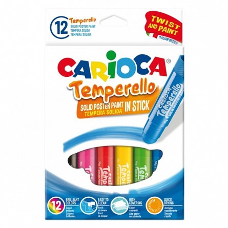 Tempera solida Carioca Temperello, set 12 bucati, 12 culori x 10 g