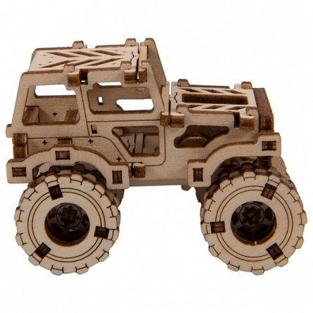 Puzzle mecanic din lemn, Wooden.City, Monster Truck 1 (Jeep CJ-5), 69 piese