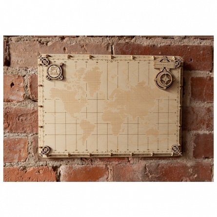 Puzzle 3D din lemn, Harta lumii Expedition Dots, 40 piese, WM507 Wooden.City