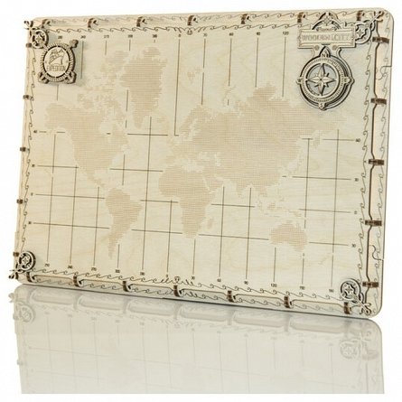 Puzzle 3D din lemn, Harta lumii Expedition Dots, 40 piese, WM507 Wooden.City