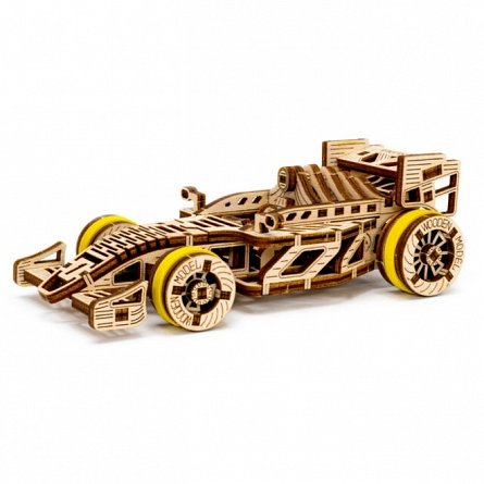 Puzzle mecanid din lemn, Wooden.City, Masina Bolid, 108 piese