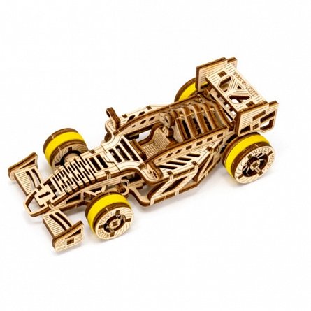 Puzzle mecanid din lemn, Wooden.City, Masina Bolid, 108 piese