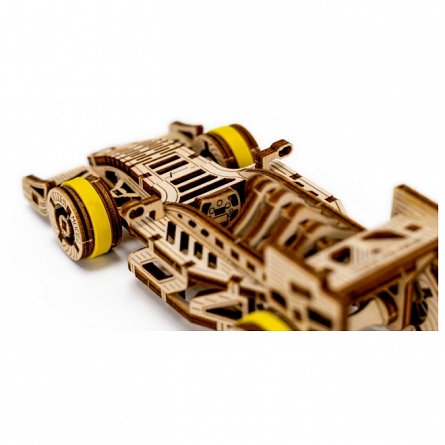 Puzzle mecanid din lemn, Wooden.City, Masina Bolid, 108 piese
