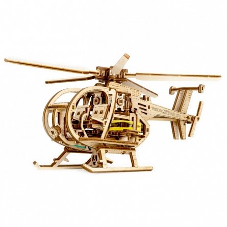 Puzzle mecanic din lemn, Wooden.City, Elicopter, 194 piese