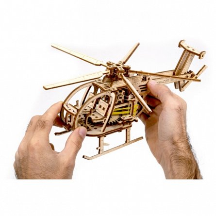 Puzzle mecanic din lemn, Wooden.City, Elicopter, 194 piese
