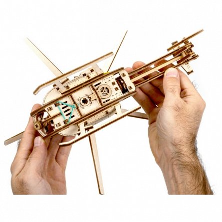 Puzzle mecanic din lemn, Wooden.City, Elicopter, 194 piese