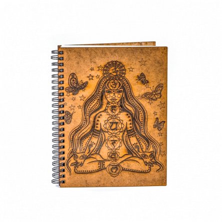 Agenda A5 personalizata din lemn - cele 7 chakre