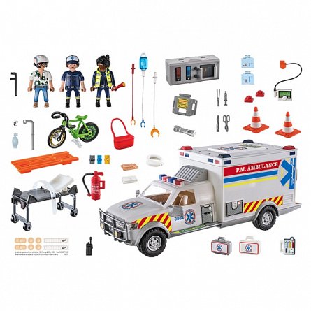 Playmobil City Action - Ambulanta cu lumini si sunete, 5 ani plus
