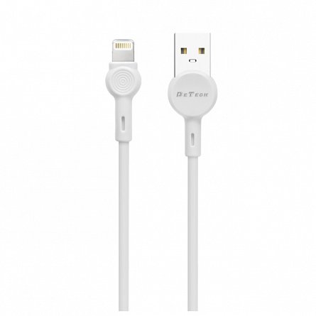 Cablu USB - Lightning DeTech DE C35i, 1m, alb
