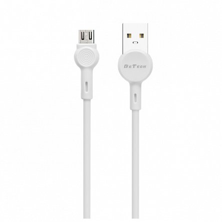 Cablu USB - MicroUSB DeTech DE C35M, 1m, alb