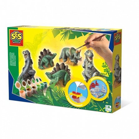 Set creativ Mulaje si pictura, Dinozauri, 5 ani, SES