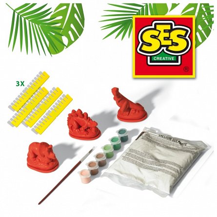 Set creativ Mulaje si pictura, Dinozauri, 5 ani, SES