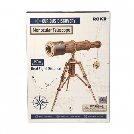 Puzzle mecanic din lemn, Telescop Monocular, STEM, Robotime ROKR ST