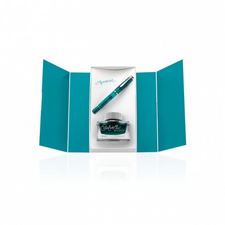 Set stilou si calimara Pelikan Apatite SE, M205 Apatite F plus Edelstein Apatite 50 ml, giftbox