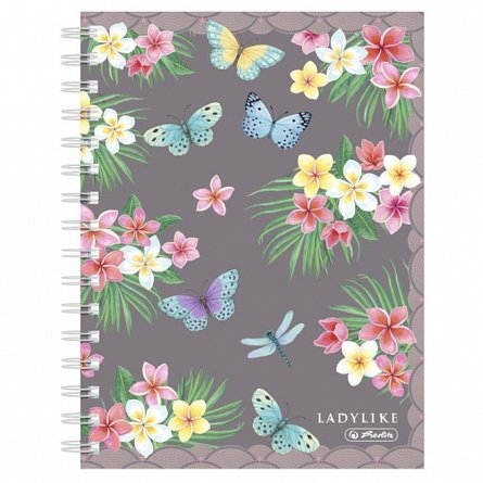 Caiet cu spira A5, 100 file, 70 g-mp, matematica, Ladylike Butterflies