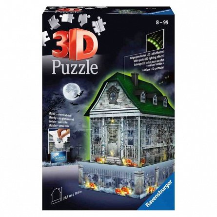 Puzzle 3D Casa Bantuita, editie luminoasa, 216 piese