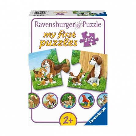 Puzzle Familii de animale, 9X2 piese