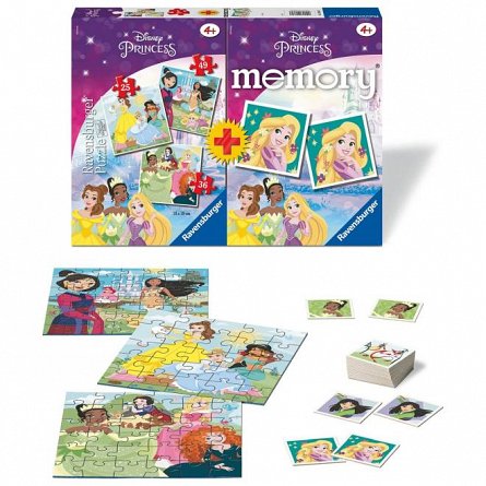 Joc memory cu puzzle Printesele Disney, 25-36-49 piese